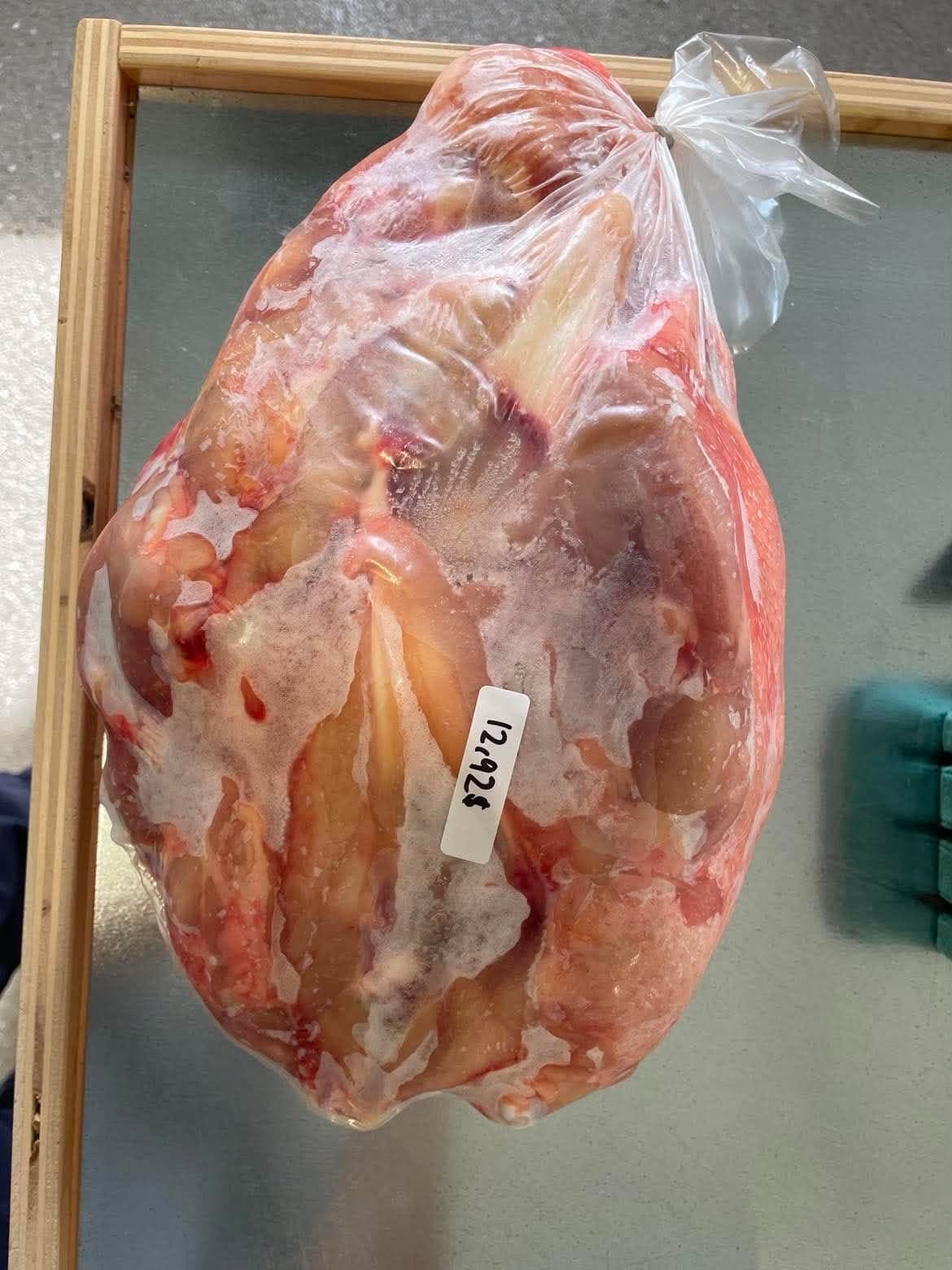 Chicken carcasses, packaged