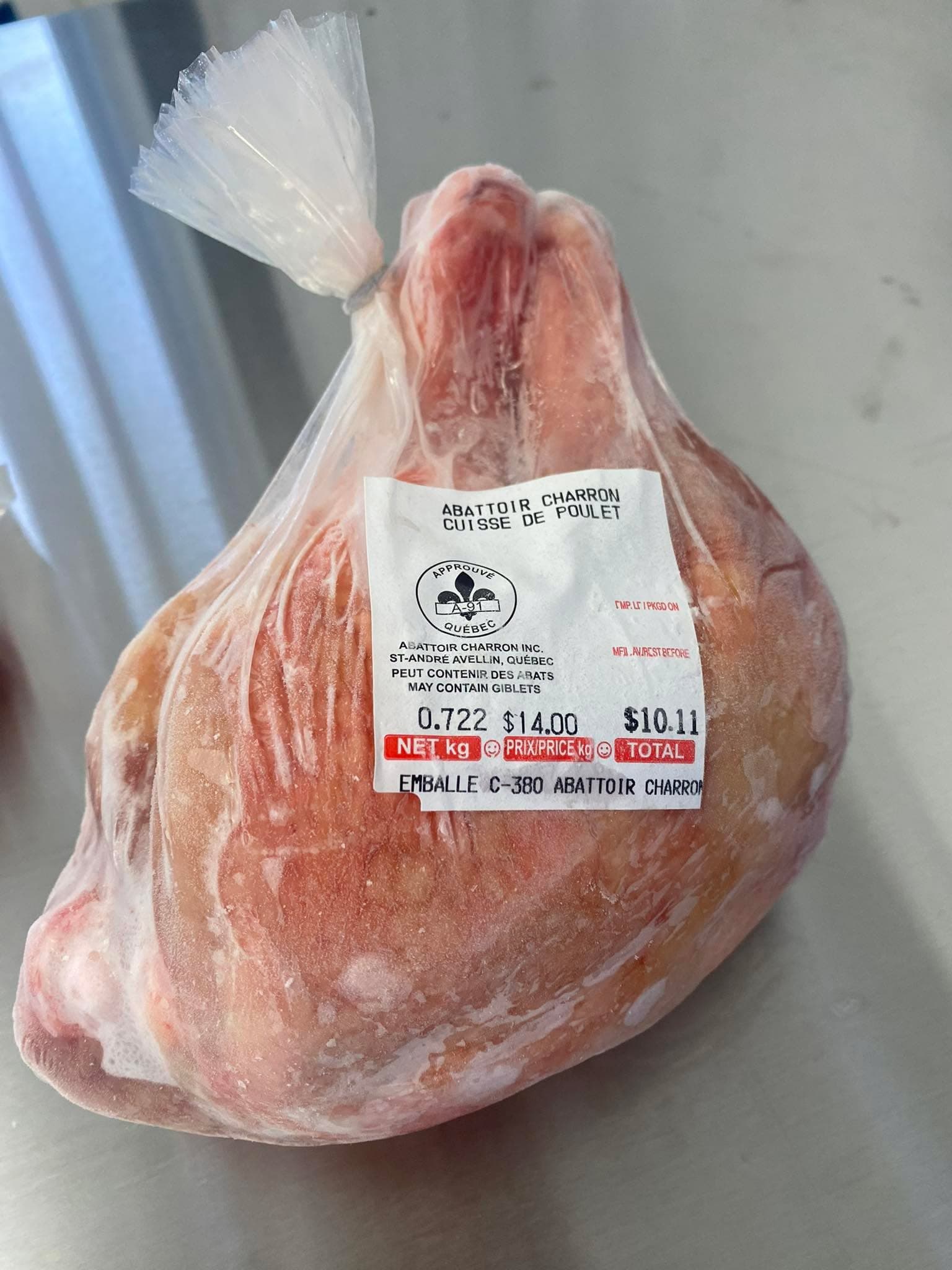 Chicken thighs, packaged