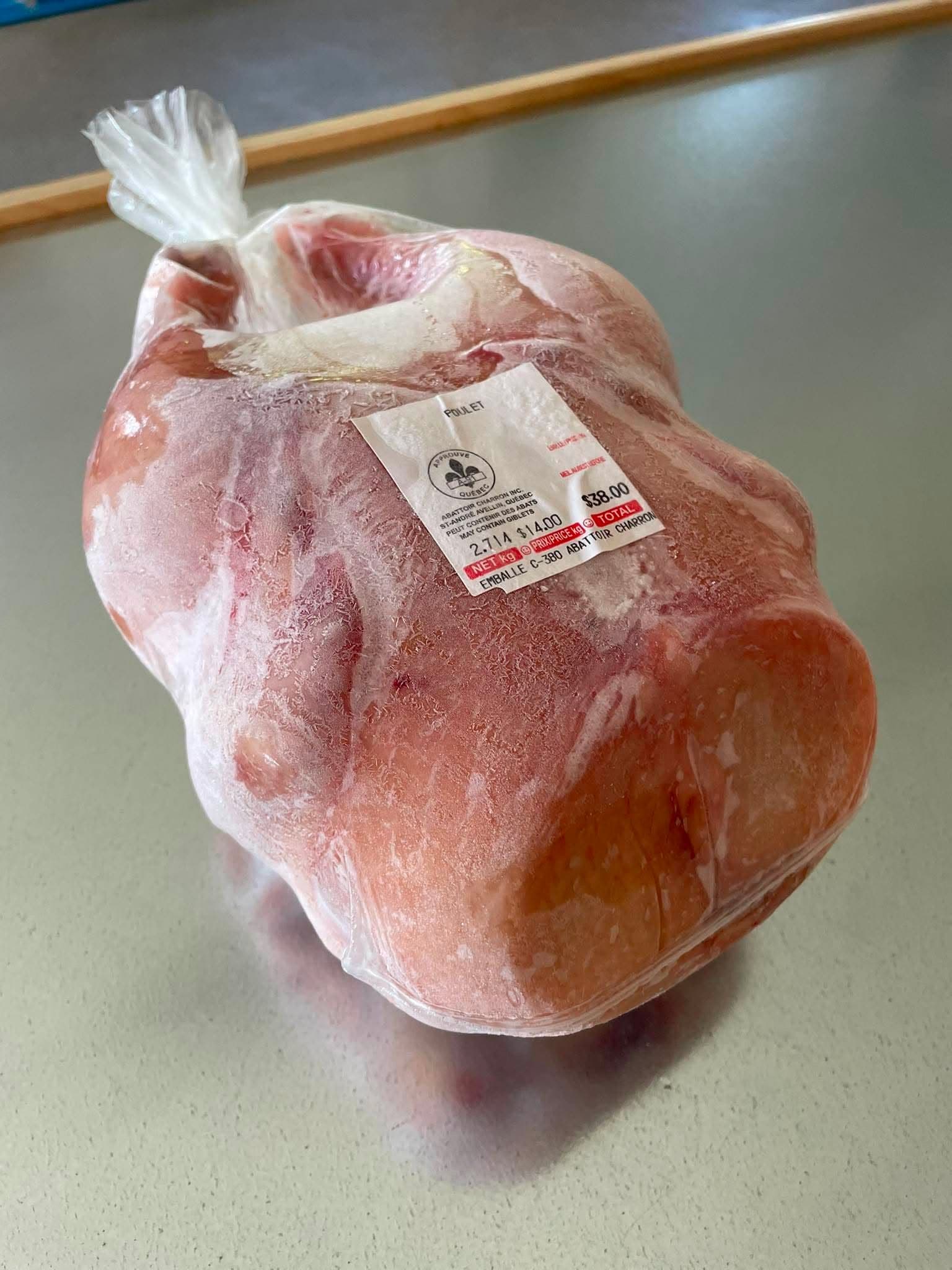 A whole chicken, packaged